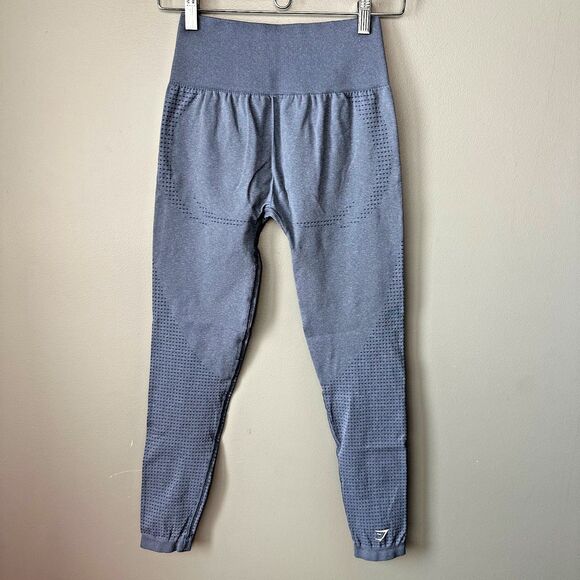 Gymshark Dry High Rise Leggings Blue Size Small Yoga Pants Workout Wear - Picture 3 of 5